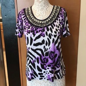 Susan Graver purple cheetah top